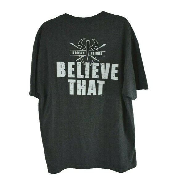 WWE Authentic Wear Mens XL Roman Reigns Hit Hard Hit Often Grey  Graphic T-Shirt - Picture 7 of 9